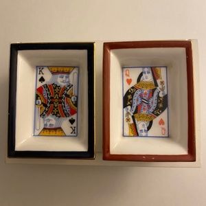 Asianera Hand Painted Bone China King of Spades and Queen of Hearts Tray